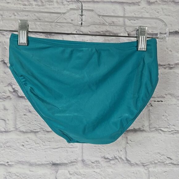 Justice Girls Teal Hibiscus Tiered Ruffle Tankini 2pc Set Swimsuit Bathing Suit - Picture 9 of 10